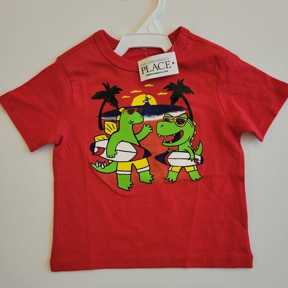 NEW Children's Place Short Sleeve Red Graphic Tee - Surfing - Boys Size 12-18mth - Picture 1 of 4